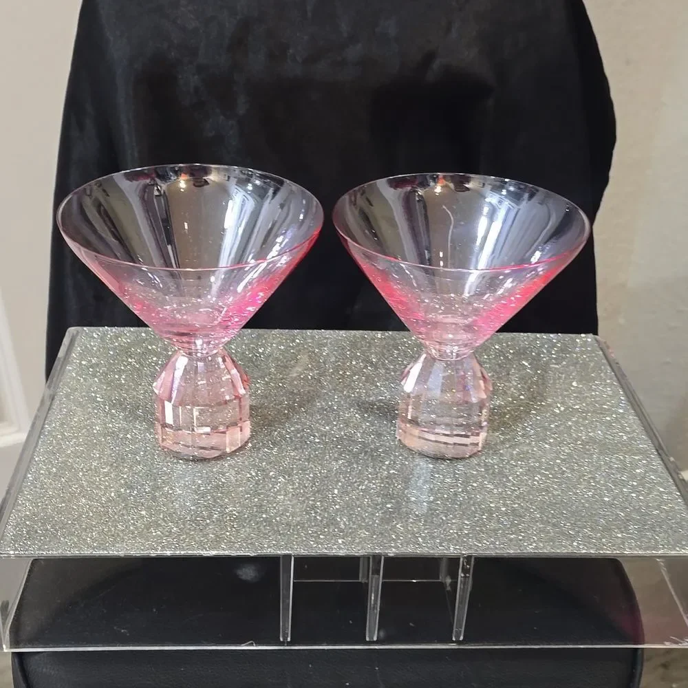 At Home Elegant Pink Crystal‎  Martini Glasses Set